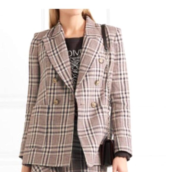 Isabel Marant Checkered Double Breasted Linen Blazer Academia Literary Chic